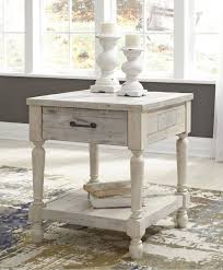 Signature Design By Ashley Shawnalore Whitewash Rectangular End Table T782 3 Goedekers Com End Tables With Drawers End Tables Wood End Tables