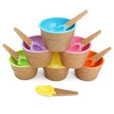 Compre Plastic Children S Ice Cream Bowls Spoons Set Colorful Ice Cream Cup Dessert Bowl Home Kitchen Diy Barato Frete Gratis Avaliacoes Reais Com Fotos Joom