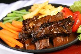 Beef Steak With Black Pepper Sauce Mashed Potatoes And Vegetable Stew Resep Iga Resep Masakan Resep