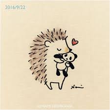 978 ぎゅ hug illustration hedgehog イラスト ハリネズミ なみはりねずみ illustagram hedgehog drawing cute drawings hedgehog art