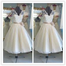 Short Lace Vintage Ea Length Bridal Gown H044 Us 2 As Picture Lace Wedding Dress Vintage Sheer Wedding Dress Tea Length Wedding Dress
