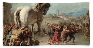 The trojan war was one of the most important events in greek mythology. The Procession Of The Trojan Horse Into Troy Beach Sheet For Sale By Giovanni Domenico Tiepolo
