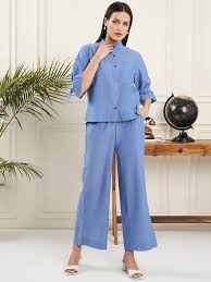 Noi Women Solid Shirt And Trouser Co-Ord Set – StyleQuotient