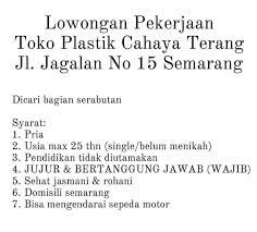 We did not find results for: Lowongan Kerja Bagian Serabutan Di Toko Plastik Cahaya Terang Semarang Bursa Lowongan Kerja