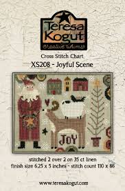 This pattern is sure to make you want to get crafting! Teresa Kogut Joyful Scene Christmas Cross Stitch Pattern 123stitch