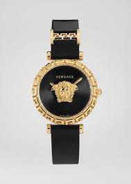 Black And Gold Watch Womens Black Palazzo Empire Greca Watch Black Gold Watches In 2020 Versace Watches Women Black And Gold Watch Watches Women Black