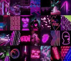 Neon Purple Pink Aesthetic Photo Wall Collage Kit 50pcs Etsy In 2021 Neon Wallpaper Wallpaper Iphone Neon Photo Wall Collage