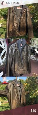 Levi S Leather Jacket With Hoodie Levi S Two Tone Brown Leather Jacket With A Sweatshirt Hoodie Attacked Inside Two Jackets Brown Leather Jacket Hoodie Jacket
