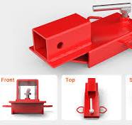 Clamp-on Forklift Trailer Hitch Attachment - 2-inch Insert Receiver,  Universal Ball Mount for Pallet Forks, Red Towing Adapter With Chain