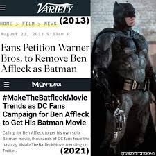 From the book of saw. Dc Fans Kerala Look How Things Got Reversed Over The Course Of Time One Name Batfleck Zacksnydersjusticeleague Benaffleck Batman Makethebatfleckmovie Dcfanskerala Facebook