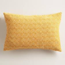 Golden Yellow Geo Chenille Lumbar Pillow Yellow Throw Pillows Throw Pillows Pillows