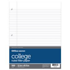 Office Depot Brand Ruled Filler Paper 8 12 X 11 3 Hole Punched 16 Lb College Ruled With Margin Ream Of 500 Sheets Office Depot
