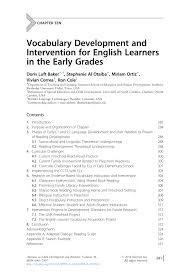 Summer bridge programs have grown more common in recent years. Pdf Chapter Ten Vocabulary Development And Intervention For English Learners In The Early Grades