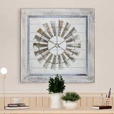 Bowie ornamental oversized distressed wall décor. Windmill Shiplap And Metal Framed Wall Art Mocome Decor