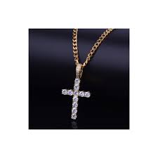 Men Women Aaa Zircon Cross Pendant Gold Silver Copper