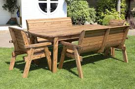 All sitting benches and chairs feature soft cushions in white color. Home Gift Garden 8 Seater Large Wooden Dining Table Bench And Chairs Set Solid Wood Outdoor Patio Decking Furniture Buy Online In China At China Desertcart Com Productid 109511208