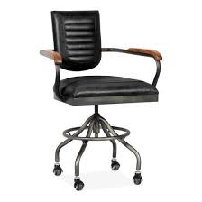Wren Industrial Office Chair Genuine Leather Antique Black In 2020 Industrial Office Chairs Industrial Office Office Chair