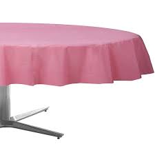 Round plastic disposable table cloth covers tablecloths wedding party supply. Pink Plastic Round Table Cover 84in Party City