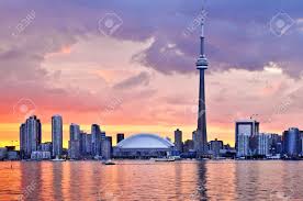 .you the best view of the setting sun when it hits the horizon in toronto. Scenic View At Toronto City Waterfront Skyline At Sunset Stock Photo Picture And Royalty Free Image Image 3628554
