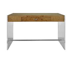 Burlwood veneer desk is ideal for small office spaces and. Acrylic Side Panel Desk With Burlwood Top Burke Decor