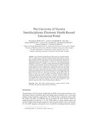 Von der elektronischen patientenakte bis zur telemedizin bietet das . Pdf The University Of Victoria Interdisciplinary Electronic Health Record Educational Portal