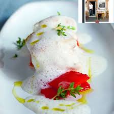 Gebratener Kabeljau Mit Mandel Ziegenkase Schaum Und Paprika Rezept Essen Und Trinken Kabeljau Ziegenkase