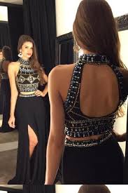 Prom Dresses 2019 Evening Dress For Teens Evening Dress Two Piece Prom Dresses 2019 Eve Sleeveless Chiffon Dress Piece Prom Dress High Neck Evening Dress