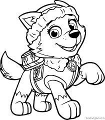 Everest lived on the south pole when she saved jake, who was just about to fall off a snow cliff. Happy Everest From Paw Patrol Coloring Page Coloringall
