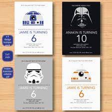Star Wars X 4 Invitations Set Self Editable Pdf All 5 X 7 Etsy Star Wars Invitations Star Wars Birthday Star Wars Party