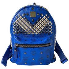 Mcm essential visetos original small black backpack handbag b1228top rated seller. Stark Leather Backpack Mcm Blue In Leather 10629257