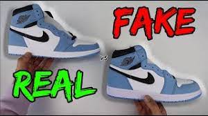 Real Vs Fake! Nike Air Jordan 1 University Blue Comparison! - Youtube
