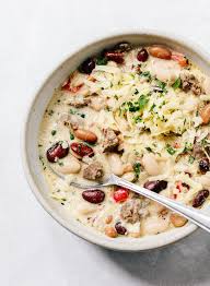 Easy And Delicious Creamy White Chili Recipe With Ground Turkey Three Different Beans And Cheddar Cheese White Chili Recipe Ground Turkey Recipes White Chili