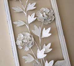 Wall Hanging Vintage Metal 3d Art Three Dimensional Floral Etsy Flower Wall Art Diy Floral Wall Sticker Flower Wall Art