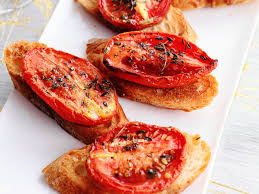 Crostini With Thyme Roasted Tomatoes Recipe Food Network Recipes Appetizer Recipes Holiday Appetizers Recipes