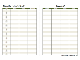 printable hourly weekly planner free printable templates