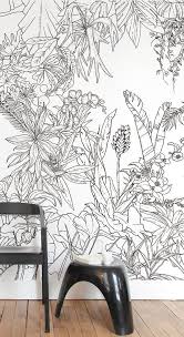 Black And White Wall Mural Tropical Black White Jungle Tropical Wallpaper For Ohmywall Created By The Artistic Duo In 2020 Black And White Wallpaper White Wallpaper Nature Wallpaper