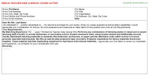 Howstuffworks.com contributors cover letters are a potential employer's first contact with you. Teacher Aide Clerical Cover Letter