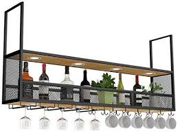 Weib Weinregale Retro Decken Multifunktions Weinregal Mit Strahlern Metallwand Hangen Wandregal Flasche Und Glaser Lager Metallwande Hausbar Designs Weinregal