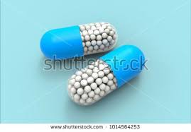 Blue Capsule With White Drug Balls Inside Isolated On Blue 3d Illustration Illustration Image Illustration Medical Illustration