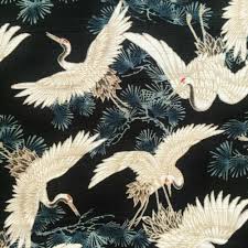 Japanese Cranes Fabric Japanese Art Japanese Tattoo Japanese Tattoo Cherry Blossom