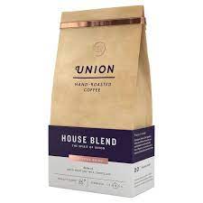 Union Coffee Medium Roast Cafetiere Grind House Blend 200g From Ocado Kemasan Kopi Label Minuman Desain Label