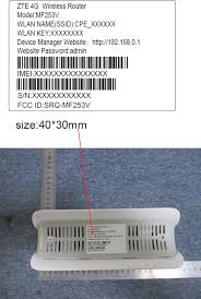 The username and password are both admin. Mf253v Zte 4g Wireless Router Label Diagram Label Label Location Zte