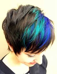 Hairstyles 2021 for long hair. Blue Highlighted Short Pixie Pixie Hair Color Short Hair Color Hair Styles