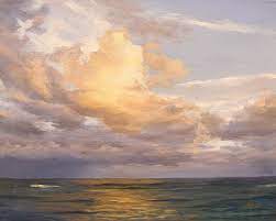 I used foam brushes for the background. Sunset Sky Painting By Olena Lopatina