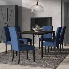 Haysi Wood 7 Piece Dining Set Dining Room Blue Blue Dining Room Chairs Dining Room Chairs