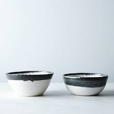 Black And White Bowl Hand Thrown Black And White Bowls Set Of 2 Or 4 White Bowls Bowl Charcoal Ice Cream