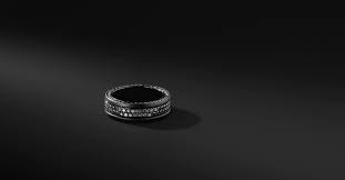 Streamline Two Row Pave Band In Black Titanium 6 5mm David Yurman In 2021 Black Titanium Pave Band Men S Rings