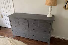 White wooden drawer unit, smooth melamine finish rather than stained. Boho Style Ikea Hemnes Hack Apartment Therapy