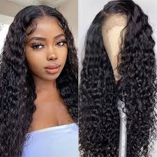 Amazon.com : Water Wave Lace Front Wig Human Hair 16 Inch Glueless Wet And  Wavy Transparent 13x4 Lace Frontal Wig Human Hair Pre Plucked Bleached  Knots 180% Density Curly Lace Front Human