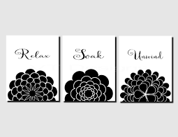Black And White Bathroom Wall Decor Relax Soak Unwind Printable Bathroom Art Black White Floral Home Decor Guest Bathroom Decor Bath Bathroom Art Printables Bathroom Art Printable Wall Art